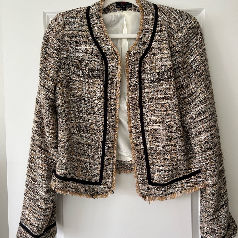 True Meaning Fringed tweed blazer/jacket
